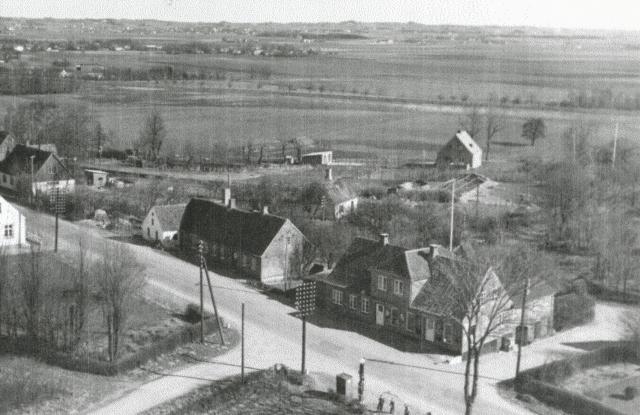 Stubberup Byvej set fra luften - ca. 1953 (B5405)