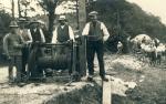 Esterhøjstenen, "Troldstenen", Genforeningsstenen ved Høve Strand. Ved begyndelsen af transporten, 1920 (B1515)