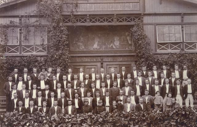 Vallekilde Højskole, Øvelseshuset. Herrehold, ca. 1900 (B1883)