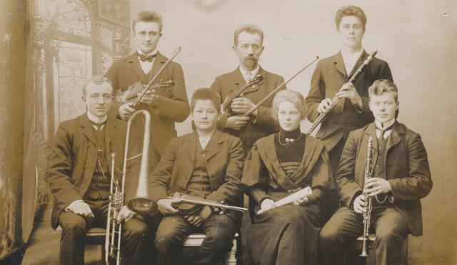 Vallekilde. Orkester - en septet - ca. 1908 (B2842)