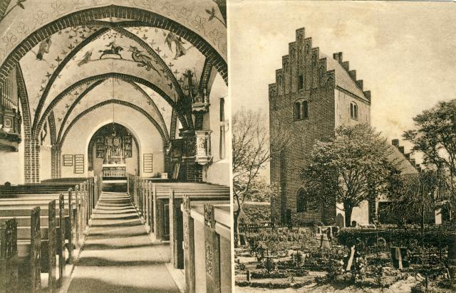 Postkort med Højby Kirke - ca. 1925 (B4763)