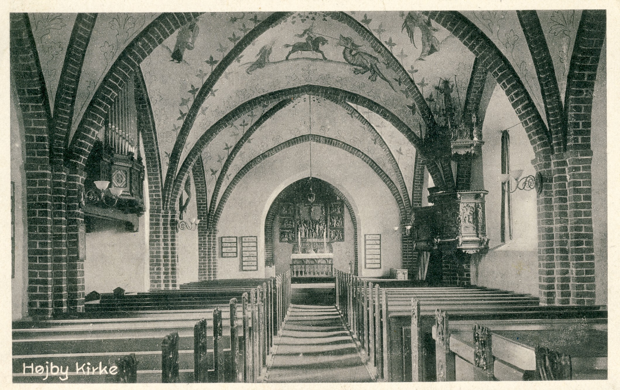 Højby Kirke indvendig - ca. 1923 (B4785)