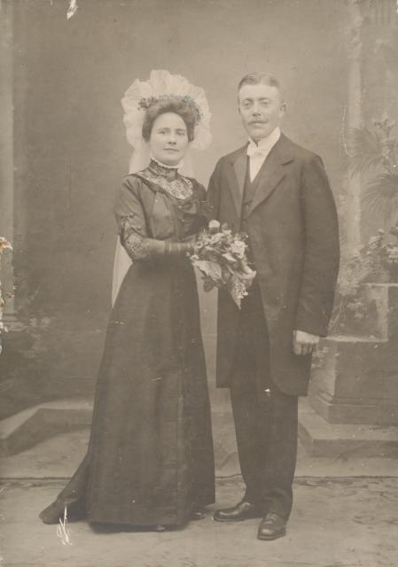 Brudeparret Andersen, Nykøbing Sj. - ca. 1900 (B9536)