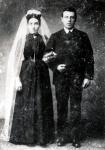 Brudeparret Anna Kirstine Villumsen og Laurits Otto Nielsen, Abildøre - 1893 (B9927)