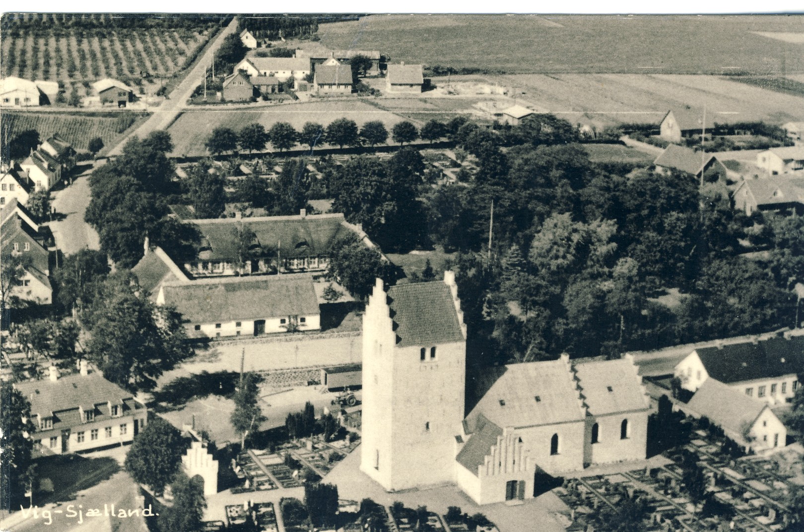 Luftfoto af parti af Vig by omkring 1950 (B1768)