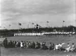 Høvestævne - Gymnaster står opmarcheret på bræddegulvet -1938 (B2456)