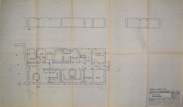 Restaurering af Vallekilde Højskole 1994. Parterre-etage. Møbleringsplan.