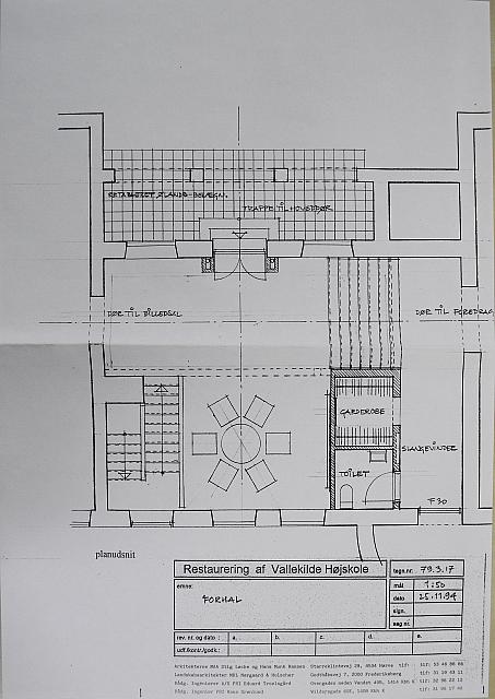 Restaurering af Vallekilde Højskole 1994. Forhal.