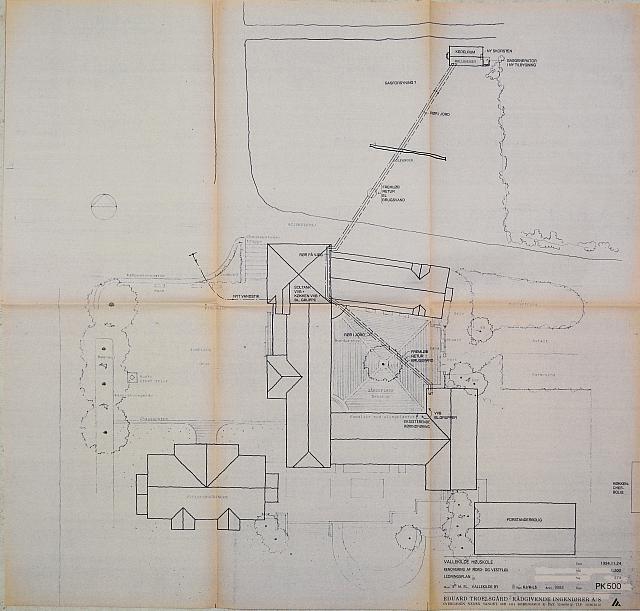 Restaurering af Vallekilde Højskole 1995. Renovering af nord- og vestfløj, ledningsplan.