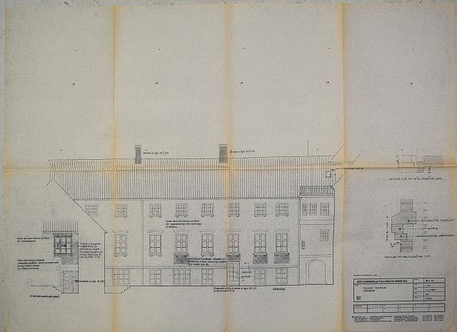 Restaurering af Vallekilde Højskole 1995. Facade vestfløj, gårdside.