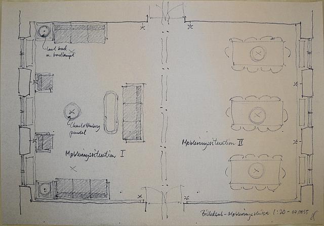 Møbleringsplan 'Billedsal', 1995.