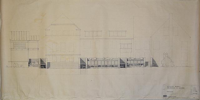 Omklædnings- og musikrum. Sydfacade.